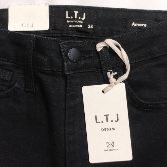 L.T.J. Letters to Juliet Amore Black High Waist Stretch Denim Skinny Jeans Sz 24 - Picture 2 of 6